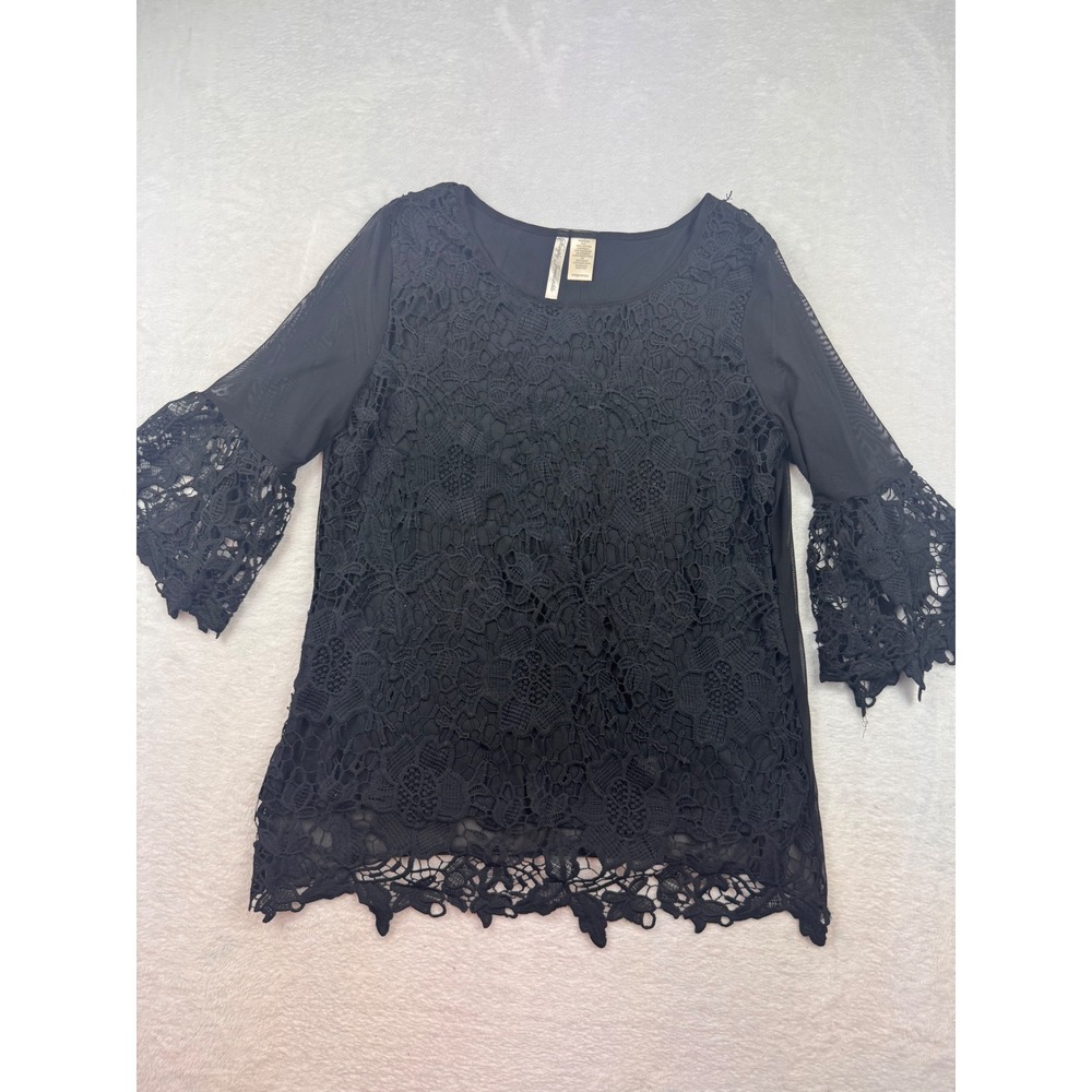 Simply Irresistible Black Lace Bell Sleeve Top Whimsical Goth Boho XL